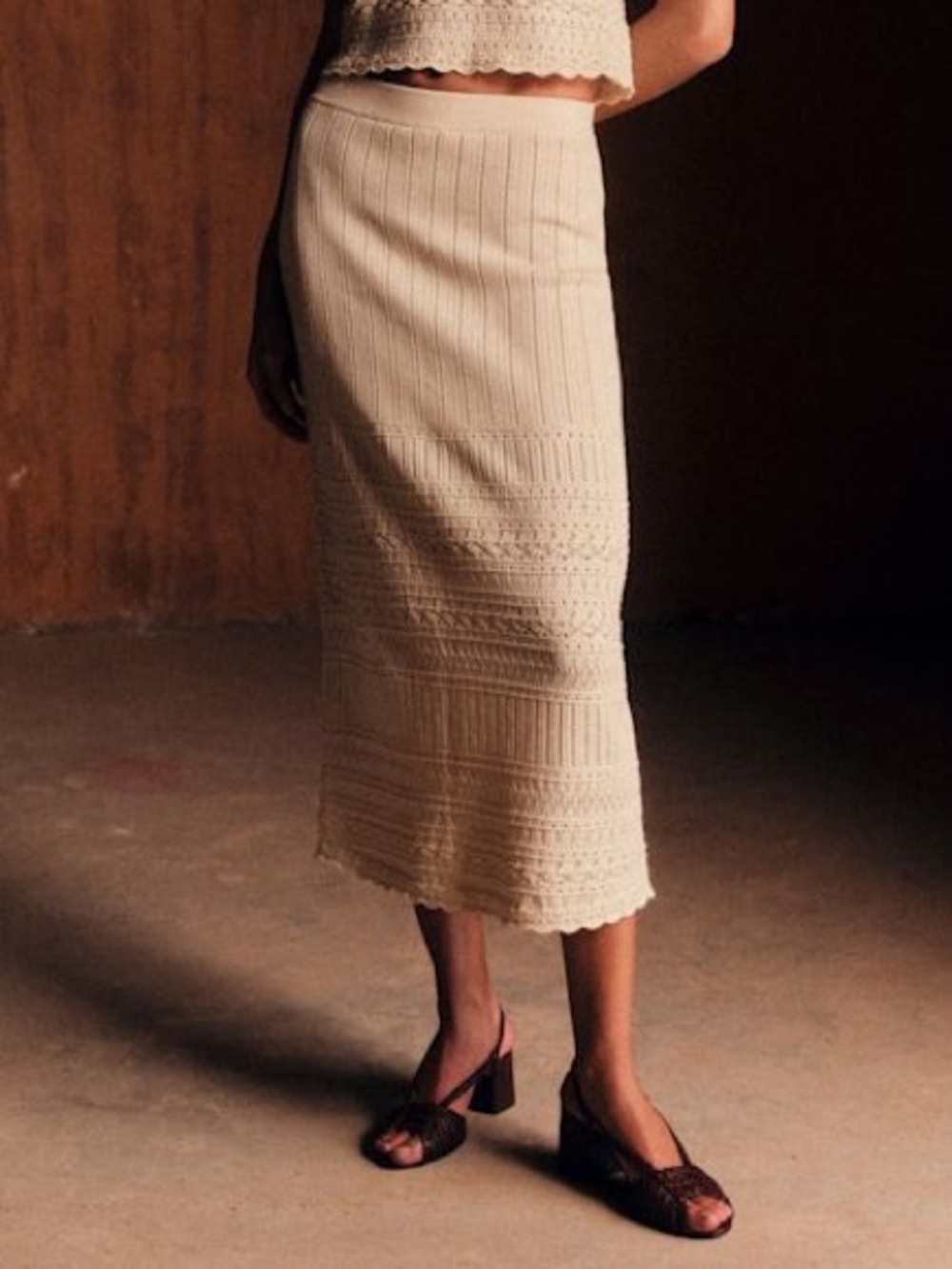 Sézane BELLINA MIDI Skirt in Beige Small - Picture 3 of 11